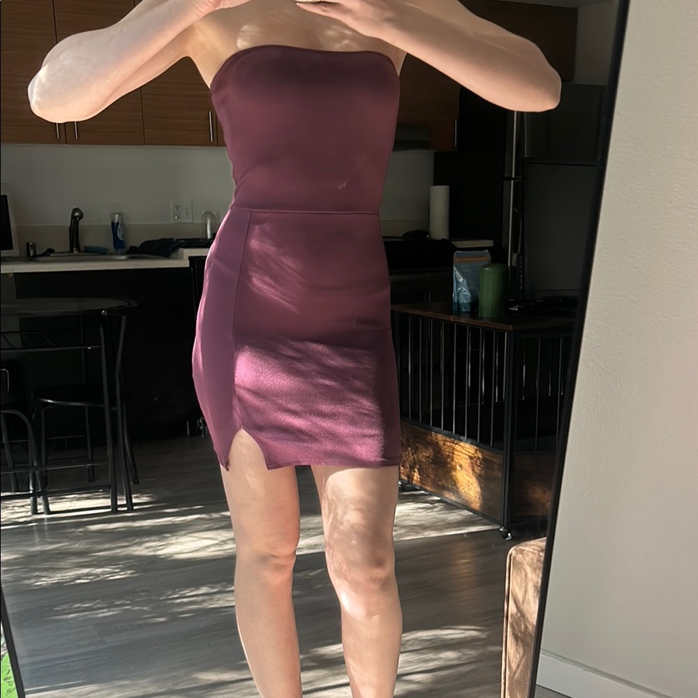 Elegant Strapless Purple Dress